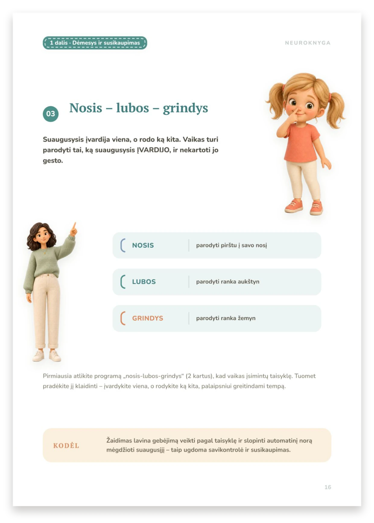 Pratimas Nosis – lubos – grindys