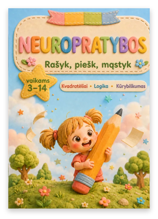 Sąsiuvinio NEUROPRATYBOS viršelis